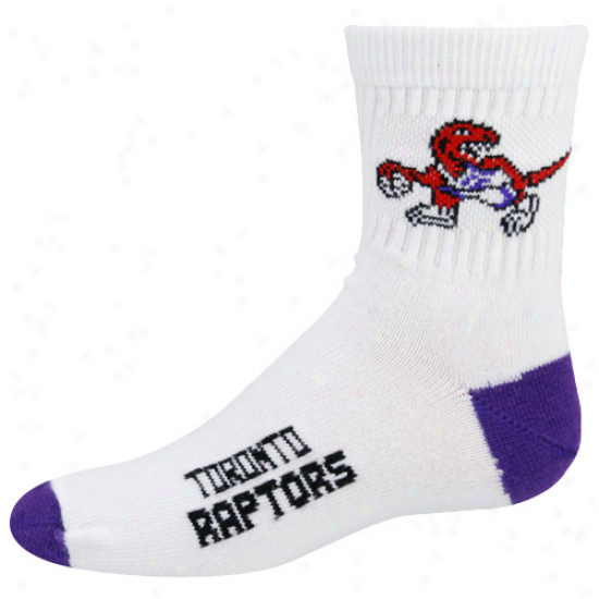 Toronto Raptors Youth White Team Logo Crew Socks