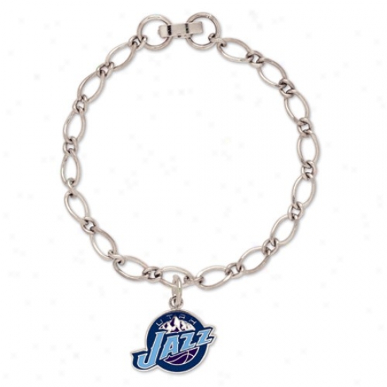 Utah Jazz Ladies Silver-tone Charm Bracelet