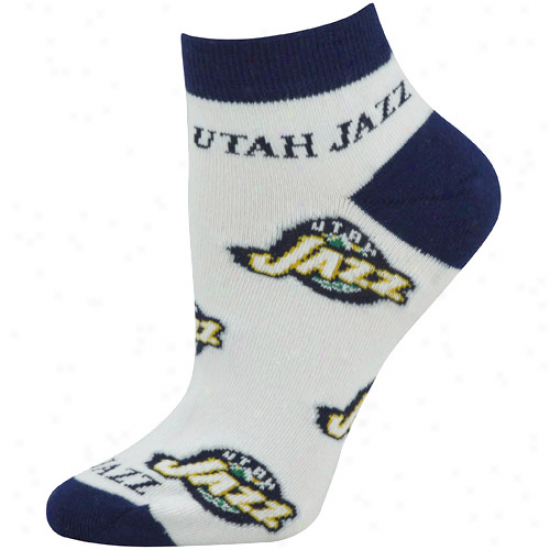 Utah Jazz Ladies White All Over Team Logo Ankle Socks