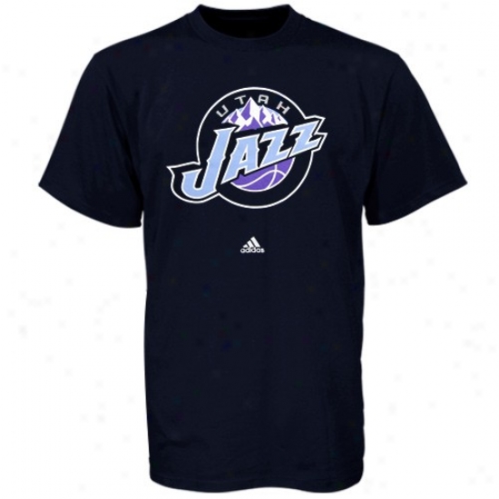 Utah Jazz Shirt : Adidas Utah Jazz Youth Navy Bule Fukl Primary Logo Shirt