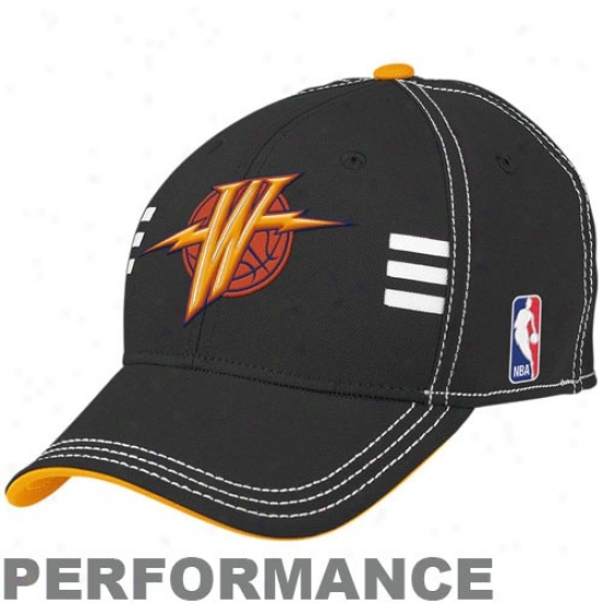 Warriors Merchandise: Adidas Warriors Biack Official Draft Day Performance Stretch Fit Hat