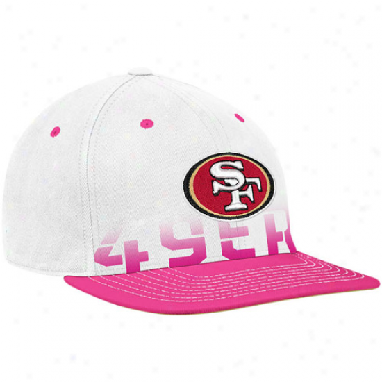 49er Merchandise: Reebok 49er White-pink Breast Cancer Awareness Flat Brim Flex Hat