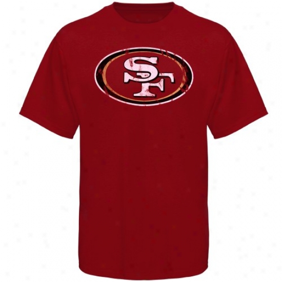49drs T-shirt : 49rrs Red Vintage Logo Slim Fit T-shitr