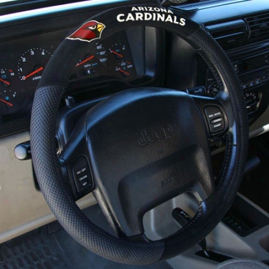 Arizona Cardinals Black Poly Suede & Mesh Steering Wheel Cover