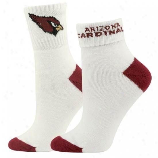 Arizona Cardinals Ladies White-cardinal Wheel Socks