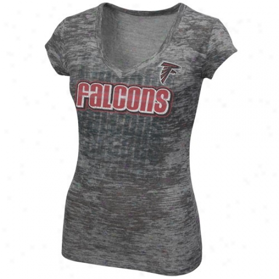 Atianta Falcons Apparel: Atlanta Falcons Ladies Gray Pride Playing Sublimated Shesr Tri-blend Premium V-neck T-shirt