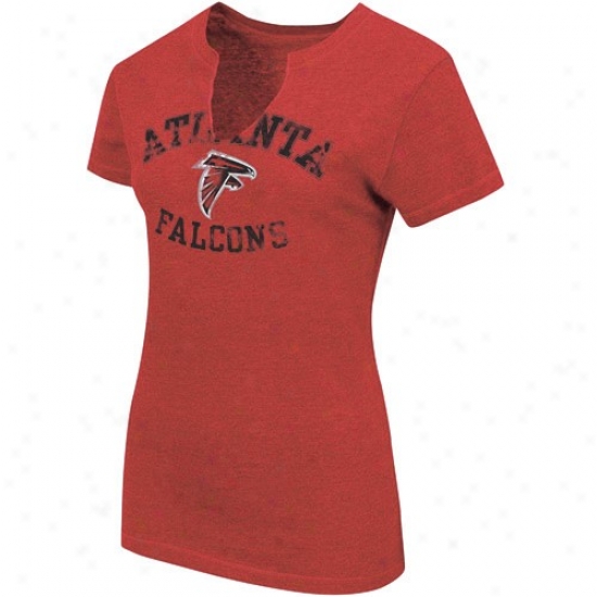 Atlanta Falcons Shirts : Atlanta Falcons Ladies Heather Red Champion Swagger Split Neck Shirts