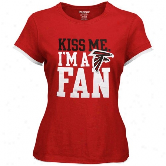 Atlanta Falcons T-shirt : Reebok Atlanta Falcons Ladies Red Hard To Get Cap Sleeve Layered Tissue T-shirt
