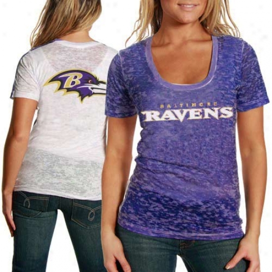 Baltimore Ravens Attire: Touch By Alyssa Milano Baltimore Ravens Ladies Purple-white Sublimated Sheer Burnout Premium T-shirt
