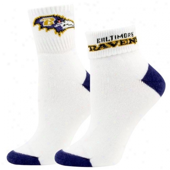 Baltimore Ravens Ladies White-purple Roll Socks