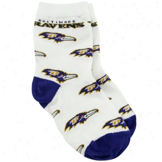 Baltimore Ravens Toddler White All Over Team Logo Bootie Socks