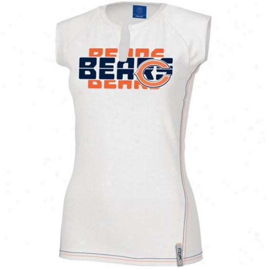 Bears Apparel: Reebok Bears Ladies White Astronomy Split Neck T-shirt