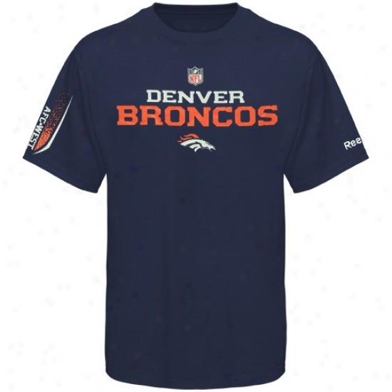 Broncos Shirt : Reebok Broncos Youth Navy Blue Prime Shirt