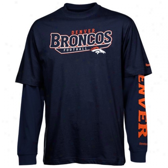 Broncos Tshirt : Reebok Broncos Navy Blue Option 3-in-1 Combo Tshirt