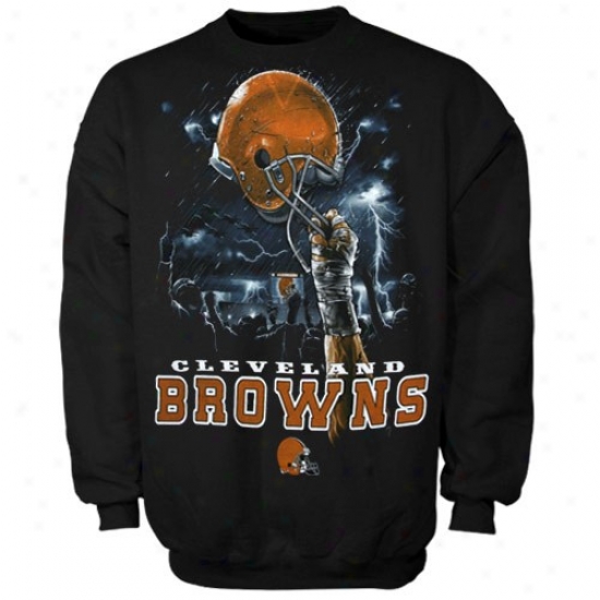Browns Sweatshirt : Browns Black Helmet To Sky Crew Sweatshirt