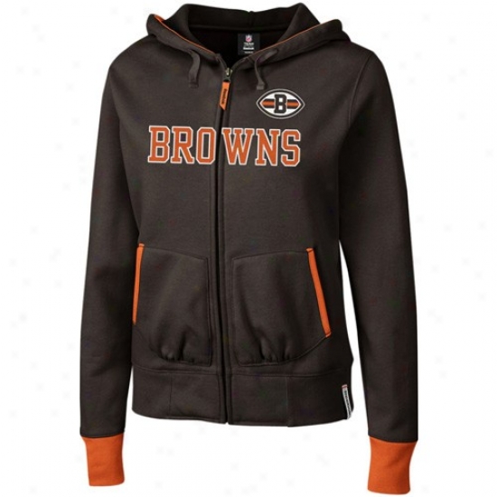 Browns Sweatshirt : Reebok Browns Ladies Brown Chant Full Zip Sweatshirt