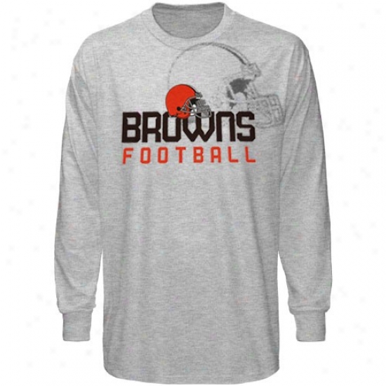 Browns T-shirt : Reebok Browns Ash Pointillism Long Sleeve T-shirt