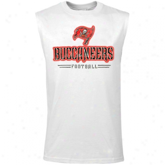 Buccaneers Apparel: Reebok Buccaneers White Youth Rough Gloss Muscle T-shidt