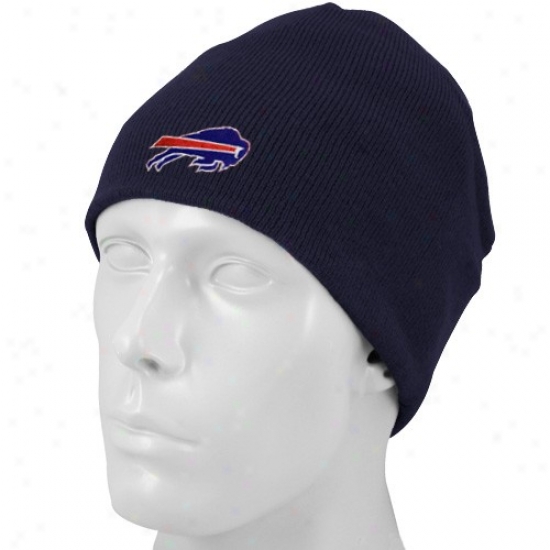 Buffalo Placard Hats : Reebok Buffalo Bill Navy Blue Youth Basic Logo Knit Beanie