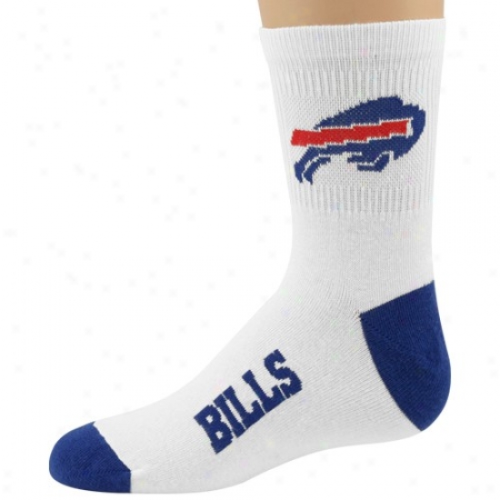Buffalo Bills Youth White-royal Blue Quarter Length Socks