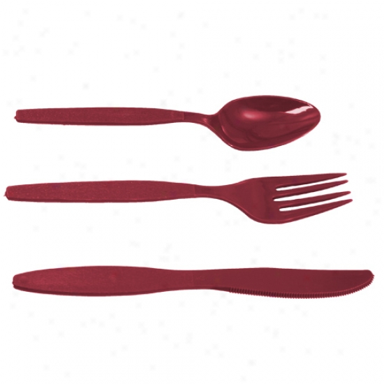 Burgundy 24-piece Team Color Deluxe Plastic Cutlery Set
