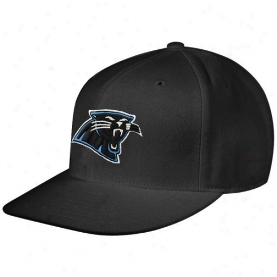 Carolina Panther Hat : Reebok Carolina Panther Black Sideline Dull Bill Fitted Hat