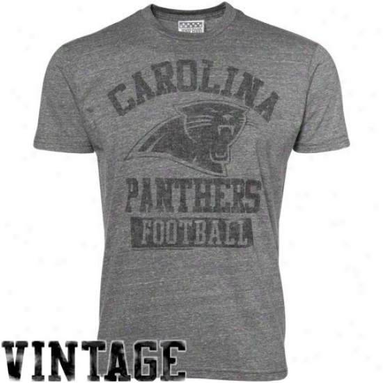 Carolina Panther Shirt : Junk Food Carolina Panyher Ash True Vintage Tri-blend Premium Shirt