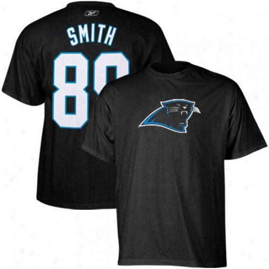 Carolina Panther Tshirt : Reebok Carolina Panther #89 Steve Smith Black Scrimmage Gear Tshirt