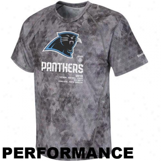 Carolina Panther Tshirt : Reebok Carolina Panther Gray Sideline United Digital Print Speedwick Performance Tshirt