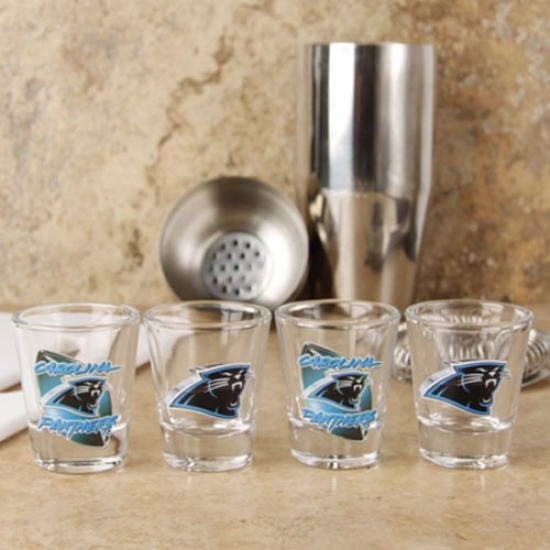 Carolina Panthers 4-pack Enhanced High Defintion Design Shot Glass Set