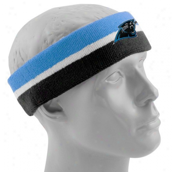 Carolina Panthers Gear: Reebok Carolina Panthers Black-light Blue Striped Headband