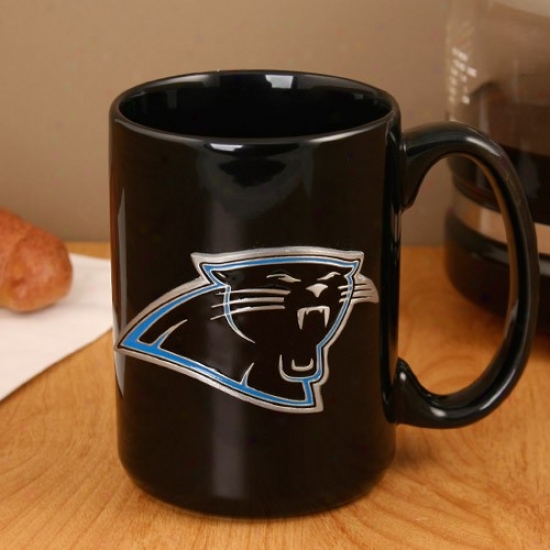 Carolina Panthers Pewetr Logo Black Ceramic 15 Oz. Coffee Mug
