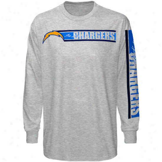 Chargers Tee : Reebok Chargers Ash The Stripes Lon gSleeve Tee