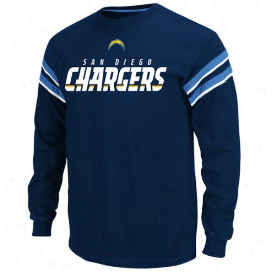 Chargers Tshirt : Chargers Navy Blue End Of The Line Ii Long Sleeve Vintage Tshirt