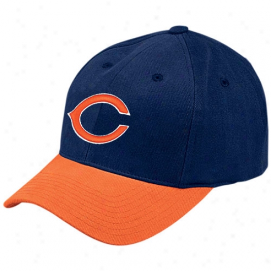 Chicago Bear Hat : Reebok Chicago Bear Navy Youth Baslc Logo Brushed Cotton Hta