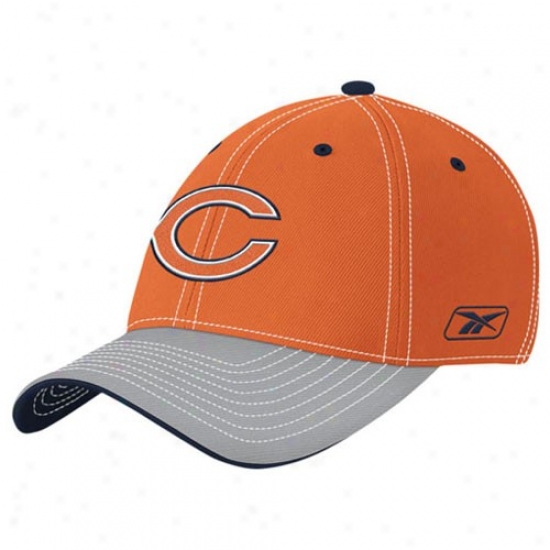 Chicago Bear Merchandise: Reebok Chicago Bear Orange Player 2nd Season Flex Fit Hat