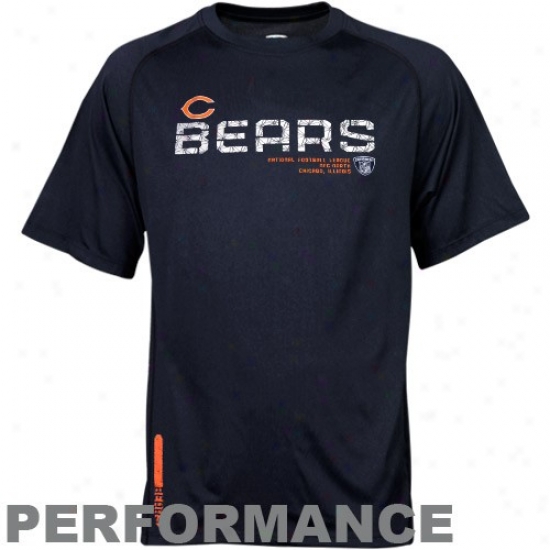 Chicago Bear Shirt : Reebok Chicago Bear Navy Blue Sideline Speedwick Performance Heathered Shirt