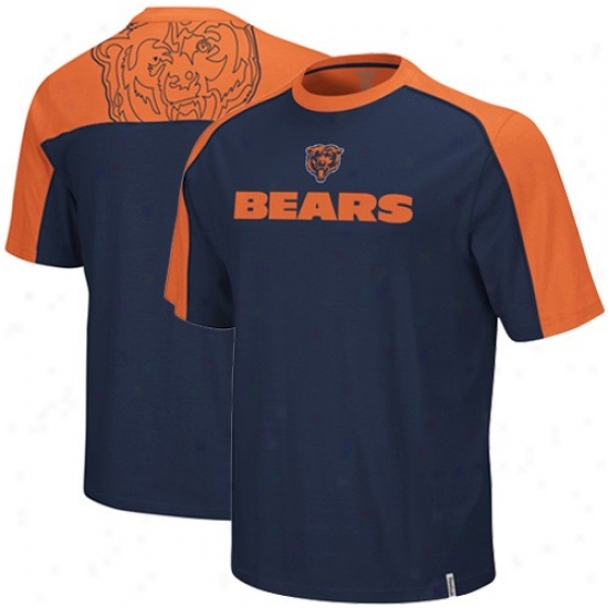 Chicago Bear Shirt : Reebok Chicago Bear Navy Blue-orange Draft Pick Shirt