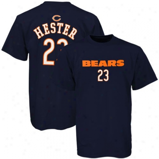Chicago Bear T Shirt : Reebok ChicagoB ear #23 Devin Hester Youth Navy Blue Players T Shirt