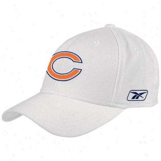 Chicago Bears Hats : Reebok Chicayo Bears White Basic Logo Wool Blend Flex Fit Hats