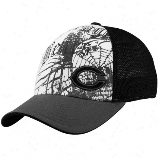 Chicago Bears Merchandise: Reebok Chicago Bears Black-white Structured Mesh Back Flex Fit Hat