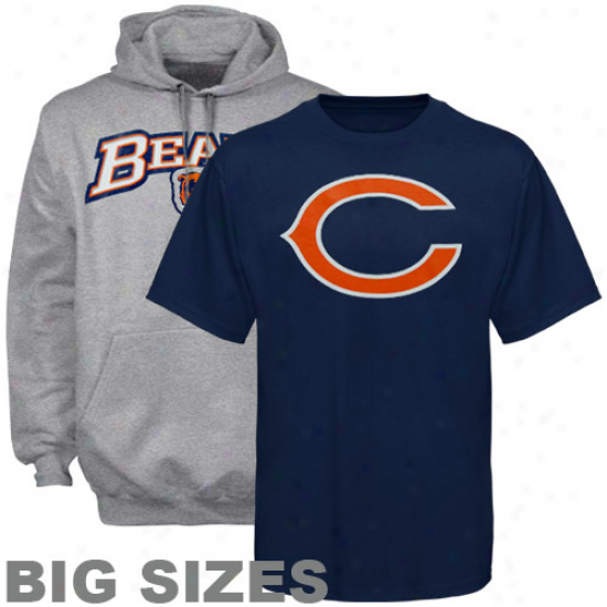 Chicago Bears Navy Blue T-shirt & Ash Hoody Sweatshirt Combo Pack