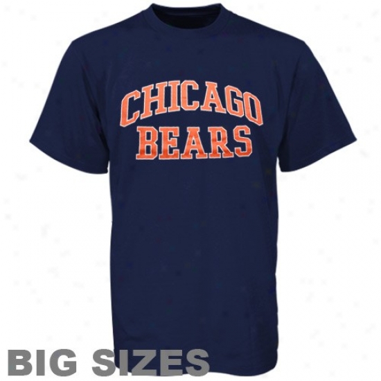 Chicago Bears T-shirt : Chicago Bears Navy Blue Heart And Soul Big Sizes T-shirt