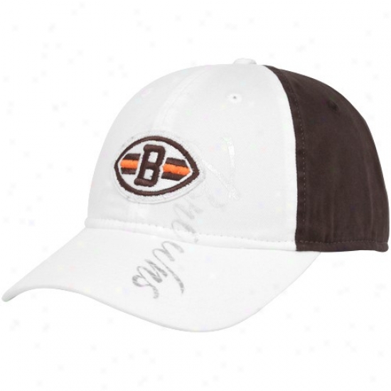 Cleveland Browns Hat : Reebok Clevelajd Browns Ladies White-brown Slouch Adjustable Hat