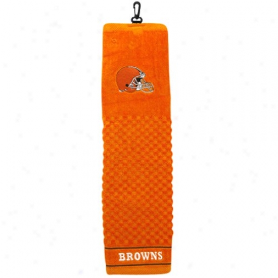 Cleveland Btowns Orange Embroidered Tean Logo Tri-fold Towel