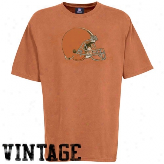 Clevsland Browns Tshirt : Cleveland Browns Heathrr Orange Retro Logo Vintage Tshirt