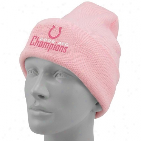 Colts Cap : Colts Ladies Pink 2009 Afc Champions Baucis Cuffed Knit Beanie