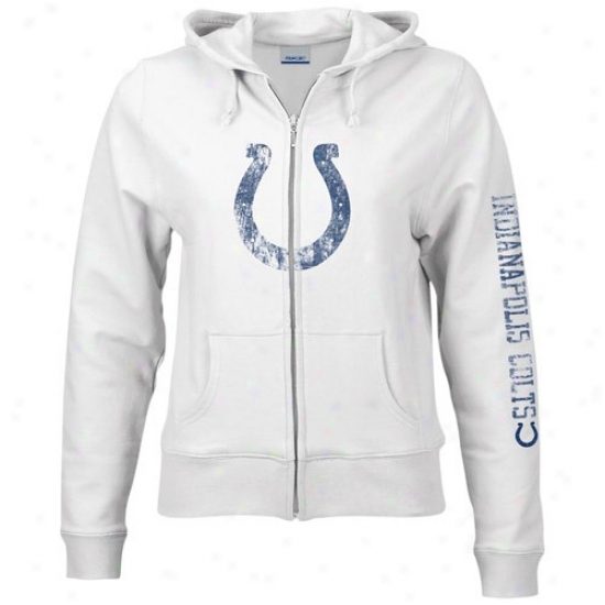 Colts Hoodie : Reebok Colts Ladies White Giant Logo Full Zip Hoodie