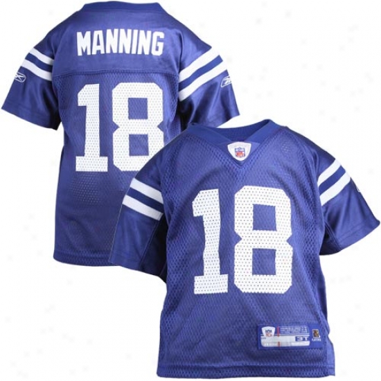 Colts Jersey : Reebok Nfl Equipment Colts #18 Peyton Manning Royal Blue Toddler Replica Football Jersey