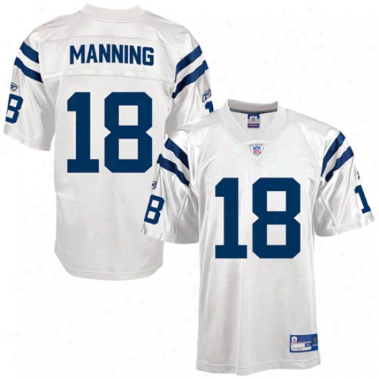 Colts Jerseys : Reebok Nfl Equipment Colts #18 Peyton Manning White Replica Football Jerseys